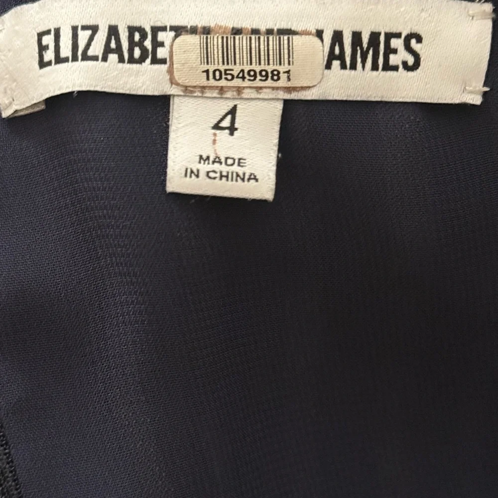 ELIZABETH AND JAMES Jewel Striped Satin & Crepe Midi Navy White Dress Size 4 - Picture 10 of 11